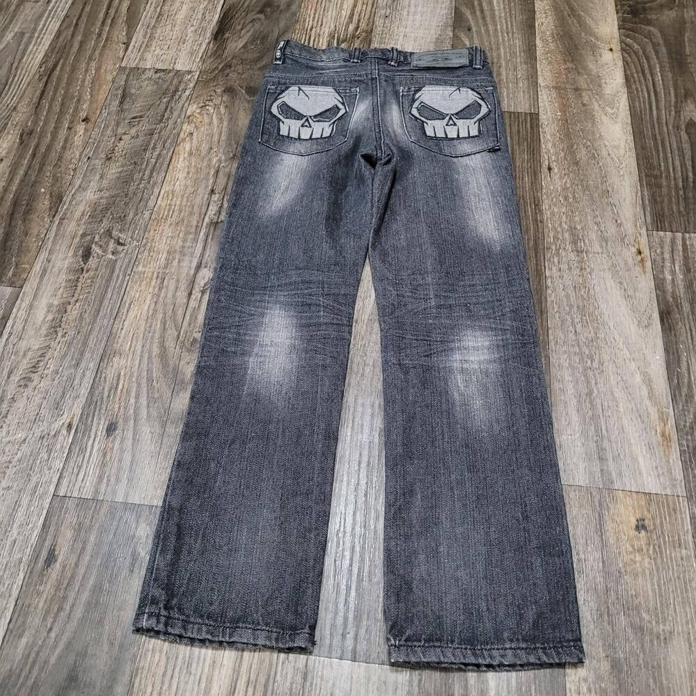 NO FEAR Y2K Boys Skate Black Denim Jeans Pants 00% Cotton Youth Size 10‎ Skulls